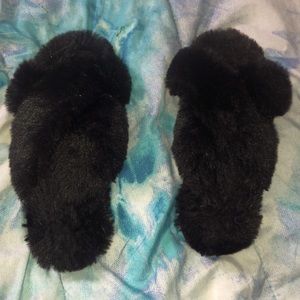 Slide on fuzzy slippers